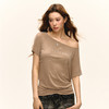 Ariseism 美式复古斜肩短袖T恤女2025夏季新款辣妹宽松上衣 商品缩略图0