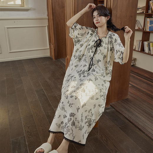 【GZ】无忧购夏季云朵棉短袖睡裙女带胸垫家居服（截单后3-5天发货) 商品图6