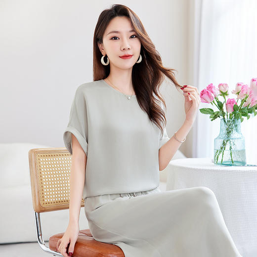 真丝混纺弹力绉亲肤桑蚕丝休闲套装SM-72599912 商品图3