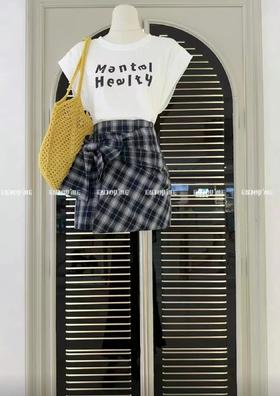 【门店同款】ENJOY夏季扭结系带格子短半裙 162797139