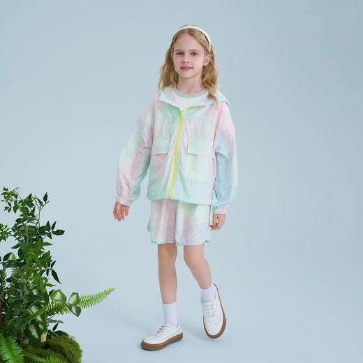 mettekids儿童皮肤衣2025夏季新款女童夏季轻薄渐变外套裤子套装 商品图5