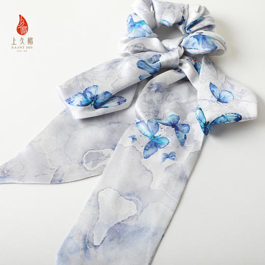 SAINTJOY/上久楷礼盒  蝶花曦蓝色 发带SPS24F10  伞SPS24L14 真丝方巾FJS24047 商品图13