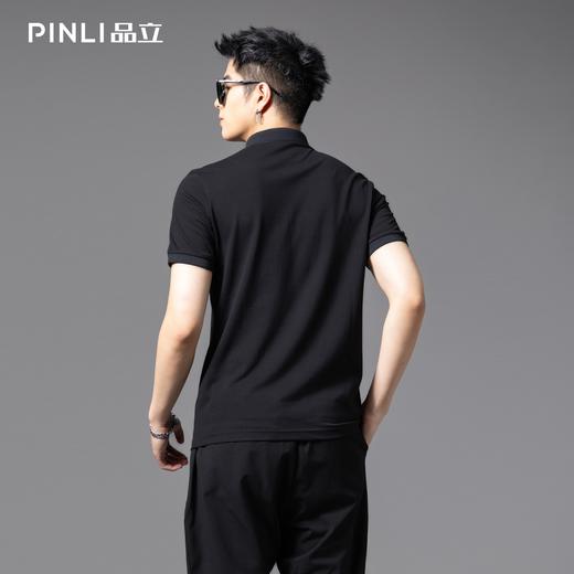 PINLI品立2025夏季新款男士修身短袖POLO衫潮牌贴布绣翻领上衣服BG252112082 商品图2
