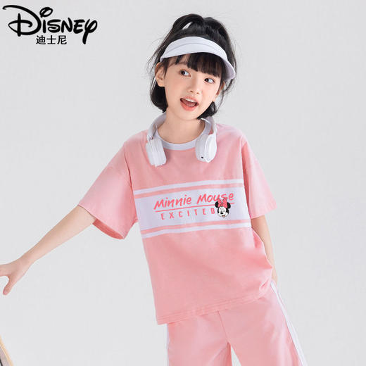 迪士尼女童短袖T恤夏季薄款2025新款儿童运动上衣女大童半袖体恤 商品图2