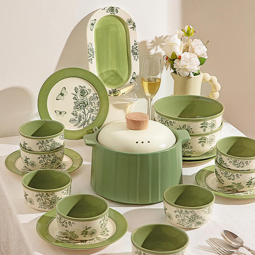 摩登主妇中古餐具套装碗碟家用2025新款碗具陶瓷盘子乔迁新居礼物 商品图3