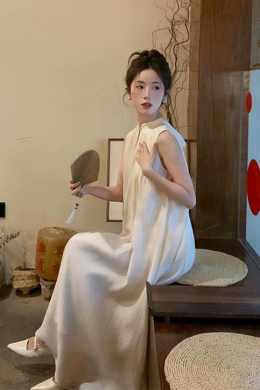 Le Malene 米色温柔甜美蝴蝶结连衣裙 20327 商品图3