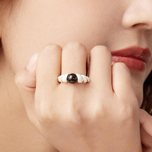 Manreya玛芮雅“暗夜鎏金”银镀金黑玛瑙戒指 商品图1