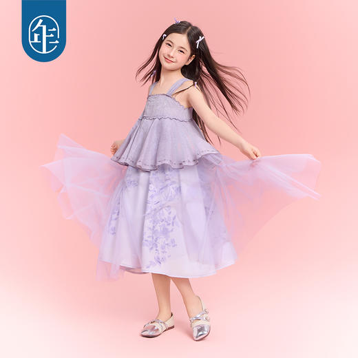 年衣吊带连衣裙女童25夏季新款甜美公主礼服花雾非非吊带长裙 商品图1
