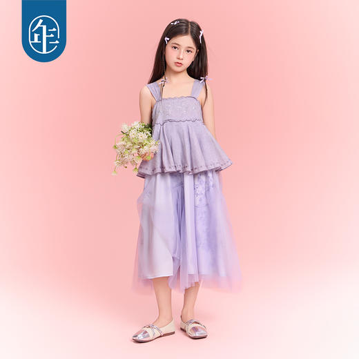 年衣吊带连衣裙女童25夏季新款甜美公主礼服花雾非非吊带长裙 商品图3