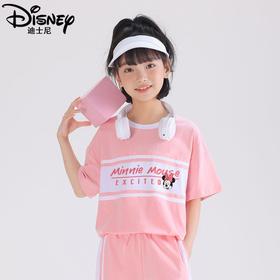 迪士尼女童短袖T恤夏季薄款2025新款儿童运动上衣女大童半袖体恤