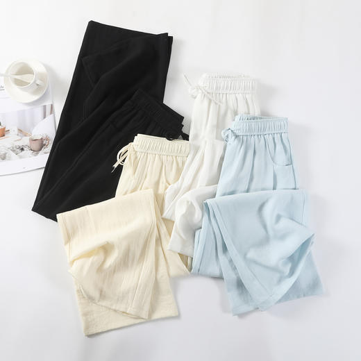 卷卷紫夏日涼爽•冰丝棉麻阔腿裤 轻奢质感 冰凉舒适 轻薄透气 垂坠爽滑修长腿型线条 显瘦显高 商品图3