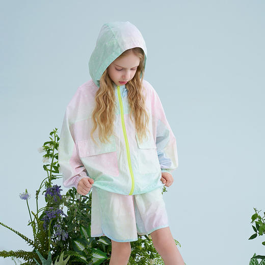 mettekids儿童皮肤衣2025夏季新款女童夏季轻薄渐变外套裤子套装 商品图1