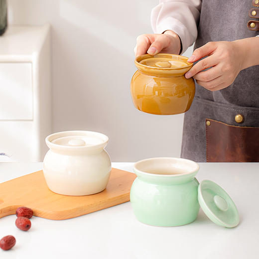 【双色养生炖罐】新款瓦罐陶瓷炖盅福安炖罐隔水带盖汤罐沙县家用蒸蛋碗 商品图2