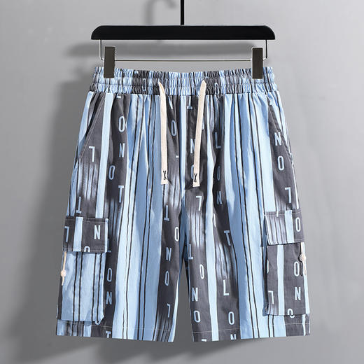 【特大码】320斤大码粗条纹工装短裤宽松加肥加大肥佬透气潮牌沙滩裤胖子休闲 商品图3