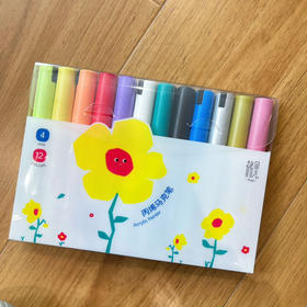 鹤见丙烯马克笔彩色防水颜料diy手绘涂鸦笔金属笔 12色