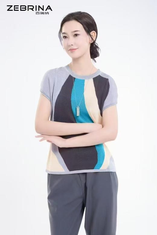 5F 百瑞纳 圆领短袖针织工艺衫 商品图0