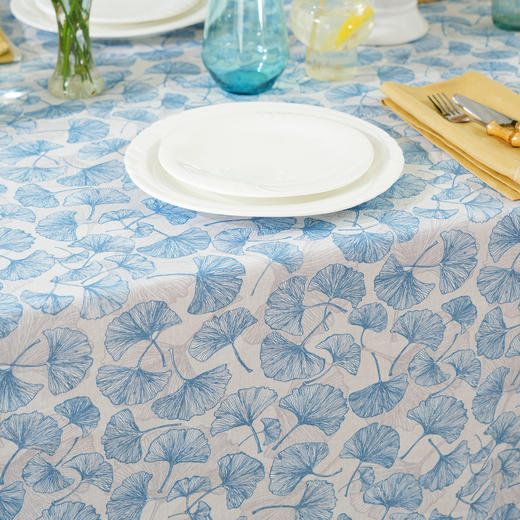 手绘银杏系列亚麻桌布茶几餐桌轻奢棉高级感长方形氛围感法式复古结婚定制 商品图1