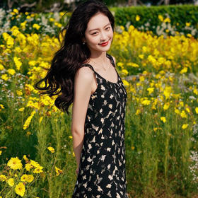 奢姿大码女装2025夏季镂空钩花针织开衫减龄显瘦碎花连衣裙两件套9652993806AB