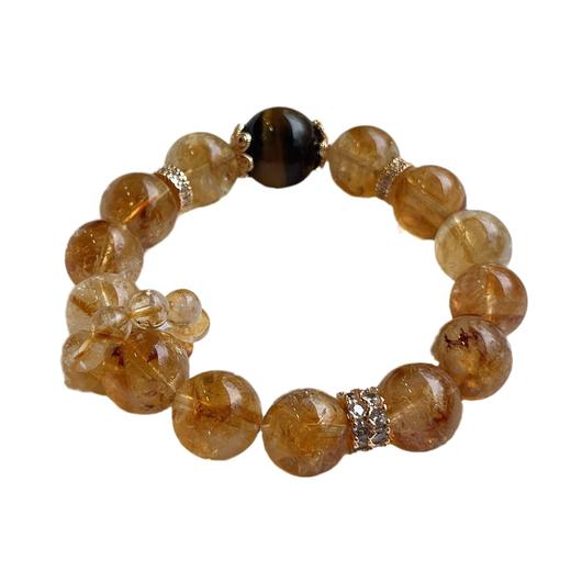 六鑫珠宝 天然黄水晶手链黄塔晶个性水晶手串 轻奢小众 商品图4