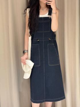 【高品质私服】【IC薄棉弹牛仔背带长款连衣裙】环保制造 弹力持久 柔软舒适N1388-CC【无标出货 介意慎拍】