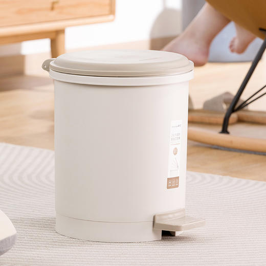 CHAHUA茶花 垃圾桶 带盖脚踏式大号办公室卫生间圆型废纸1501 商品图0