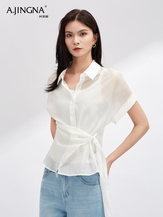 【解构主义】阿菁娜进口醋酸天丝设计感小衫F30X202053 商品图2