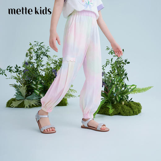 mettekids儿童束脚裤2025夏季新款女童渐变色轻薄休闲裤防蚊裤子 商品图0