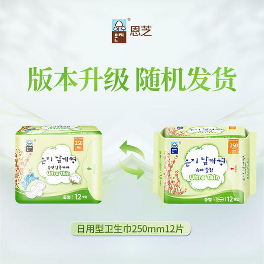 【2包装】恩芝(Eunjee)韩国进口超薄透气护翼型姨妈巾日用卫生巾250mm*12片/包 商品图2