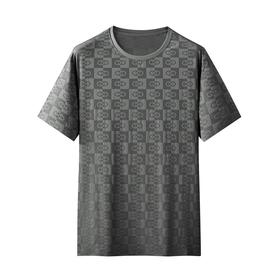 【冰丝】【DK】大依优型大码满印短袖T恤圆领男装加肥加大印花短袖肥佬时尚半袖上衣男士