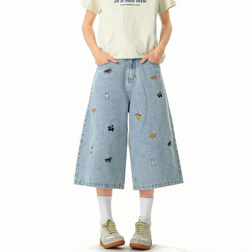 【YW】无忧购男士宽松阔腿复古牛仔七分短裤535（截单后3-5天发货) 商品图1