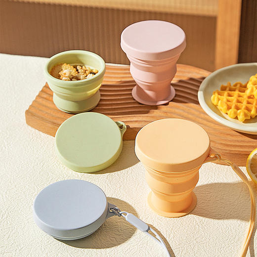 摩登主妇可折叠水杯外出便捷旅行漱口杯食品级硅胶耐高温随手杯子 商品图4