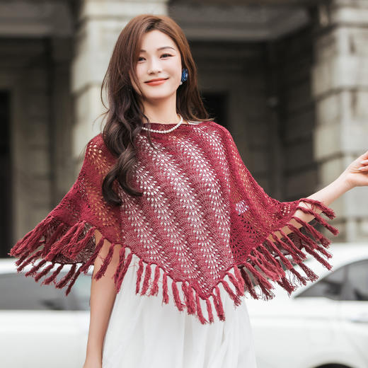 【林栖设计小店】（现货）亚麻披肩多色镂空设计复古优雅百搭2025夏季新款围巾女F2952508 商品图6