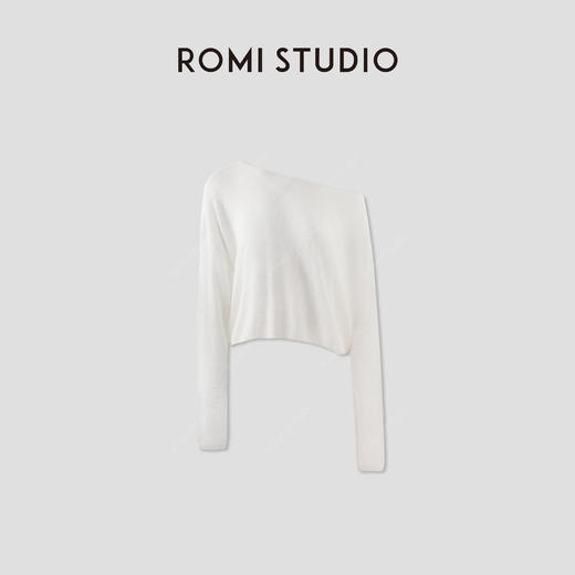 ROMI STUDIO“知性优雅”绵羊毛羊驼毛混纺轻薄斜肩罩衫 RWCRST3416 商品图3