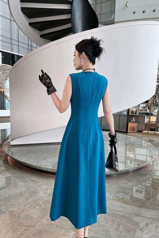 ELLA JADE 藏蓝色收腰无袖醋酸连衣裙 20332 商品图5