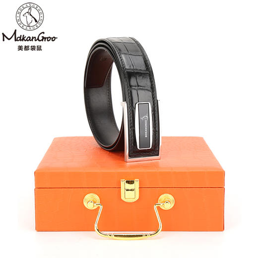 美都袋鼠/MDKANGROO 鳄鱼肚皮男士皮带礼盒装MDE316AM320-BA-M5 商品图4