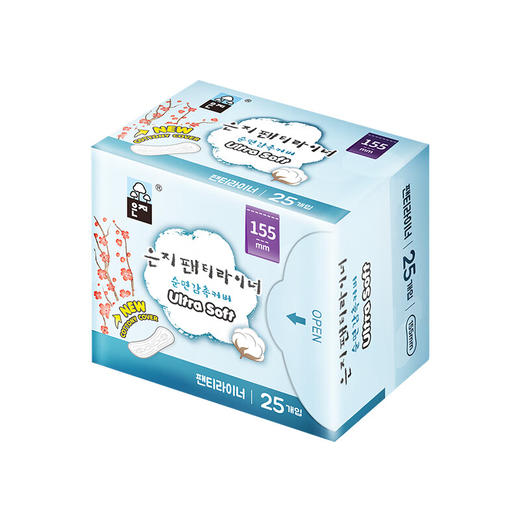【2包装】恩芝(Eunjee)韩国进口轻薄透气无护翼姨妈巾卫生巾护垫155mm*25片/包 商品图7