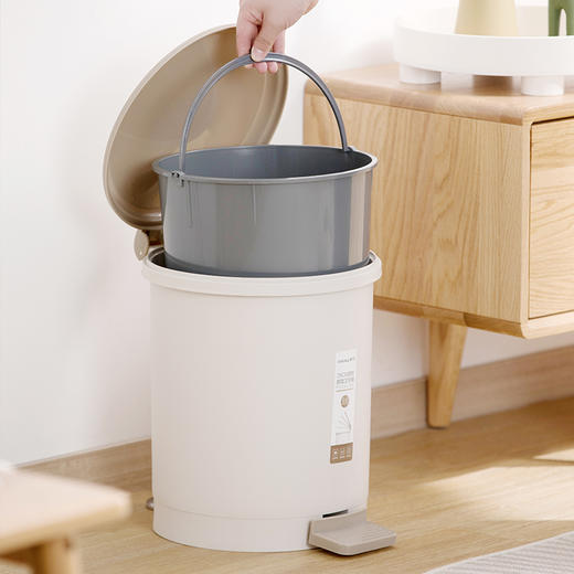 CHAHUA茶花 垃圾桶 带盖脚踏式大号办公室卫生间圆型废纸1501 商品图2