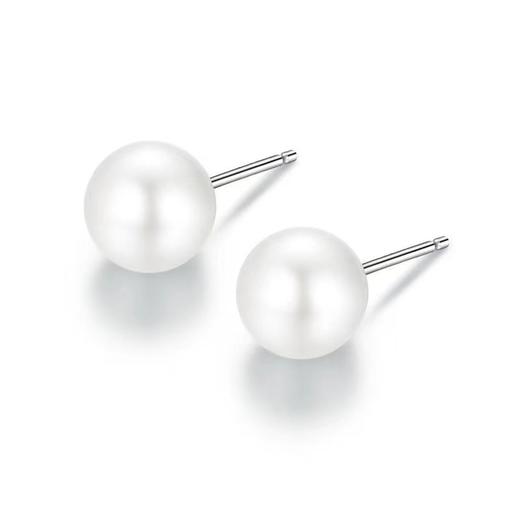 六鑫珠宝 s925纯银优品正圆珍珠耳钉 商品图4