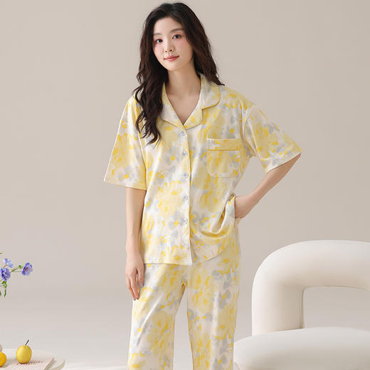 【裸感清凉，舒享夏夜~】睡衣女短袖长裤 甜美夏季套装 可外穿新款夏款 莫代尔家居服-QQ 商品图9