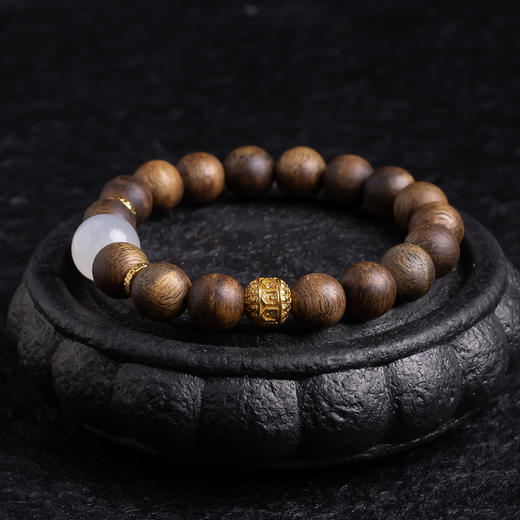 XY0380沉香+月光石素雅手串 商品图7