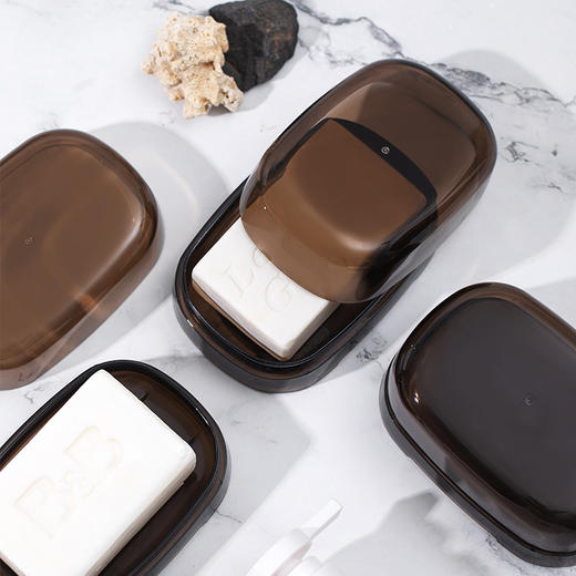 茶花 肥皂盒香皂盒带盖创意沥水免打孔 浴室洗衣皂盒皂架 1只250002 商品图2