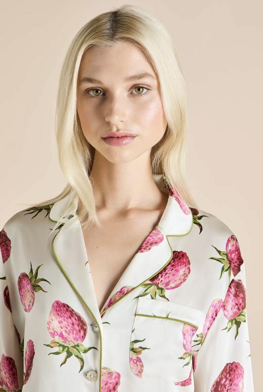 （稀缺货源礼盒装 老板自留）火桐hooton 高定系列 草莓印花22姆米素绉缎睡衣套装YT198 商品图3