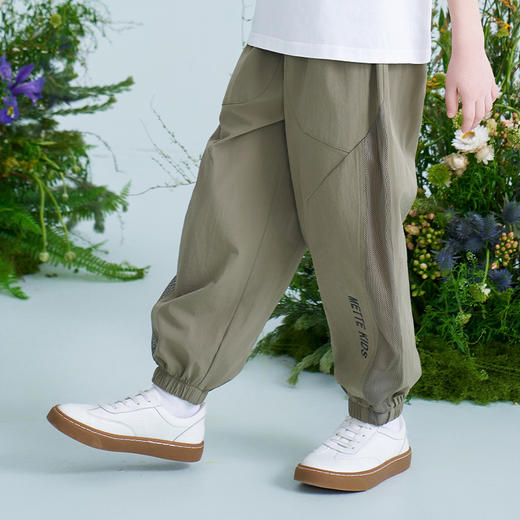 mettekids儿童裤子2025夏季新款男童绿色防蚊裤工装运动束脚长裤 商品图3