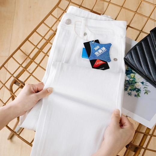 「自」全新升级【铂金会员165/天猫219/差价54】(35148)洛诗琳2025四面弹白色休闲百搭直筒裤烟管高腰显瘦牛仔裤 商品图0