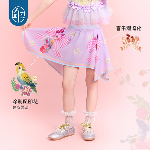 年衣童装女童半身裙短裙25年夏季新款A字裙原创莓莓鹦鹦半身裙 商品图3
