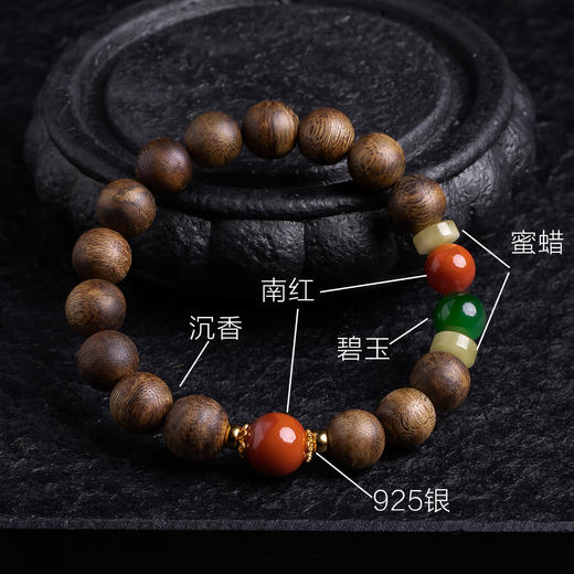 XY0376沉香+南红碧玉蜜蜡手串 商品图7