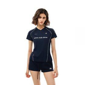 FDR官方店 防晒UPF200+哈苏线V领修身短袖T恤女速干凉感运动上衣