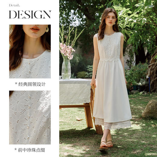OLrain欧芮儿法式浪漫绣花度假小白裙女夏季2025新款镂空A字裙 商品图1