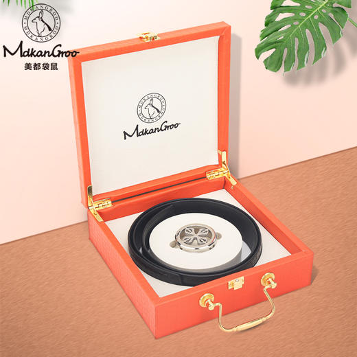 美都袋鼠/MDKANGROO 高端鳄鱼肚皮男士皮带礼盒装MDE316AM318-BA-M4 商品图0