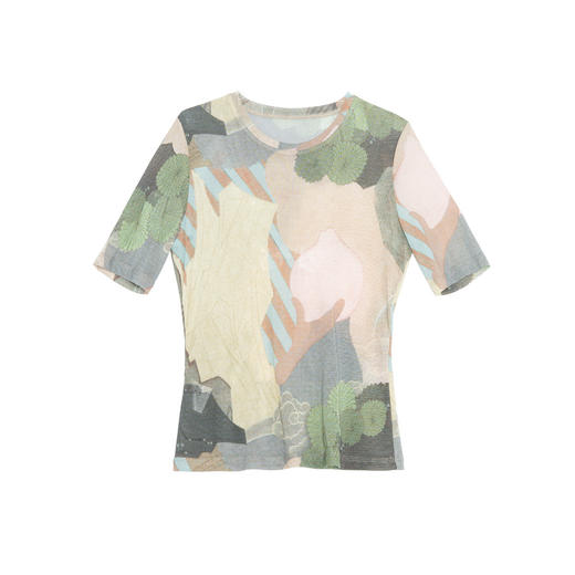 谜底网纱T恤短袖女2025秋季新款复古风圆领薄款修身上衣257MT7811 商品图4